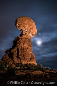Moon and Stars over Balanced Rock, Arches National Park (Note: this image was created before a ban on light-painting in Arches National Park was put into effect.  Light-painting is no longer permitted in Arches National Park)