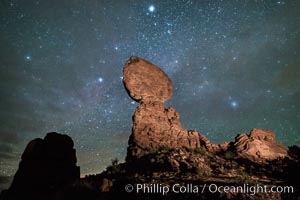 Moon and Stars over Balanced Rock, Arches National Park (Note: this image was created before a ban on light-painting in Arches National Park was put into effect.  Light-painting is no longer permitted in Arches National Park)