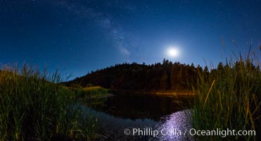 Moon and Milky Way over Doane Pond, Palomar Mountain State Park