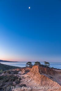 Quarter Moon over Broken Hill, Torrey Pines State Reserve, San Diego, California