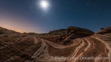 The Fire Wave by Moonlight, stars and the night sky, Valley of Fire State Park