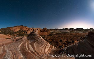 The Fire Wave by Moonlight, stars and the night sky, Valley of Fire State Park. Nevada, USA, natural history stock photograph, photo id 28441