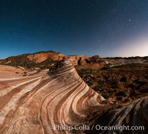The Fire Wave by Moonlight, stars and the night sky, Valley of Fire State Park