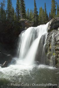 Moose Falls is a 30 foot drop in the Crawfish Creek just before it joins the Lewis River, near the south entrance to Yellowstone National Park