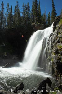 Moose Falls is a 30 foot drop in the Crawfish Creek just before it joins the Lewis River, near the south entrance to Yellowstone National Park