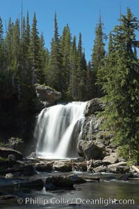 Moose Falls is a 30 foot drop in the Crawfish Creek just before it joins the Lewis River, near the south entrance to Yellowstone National Park