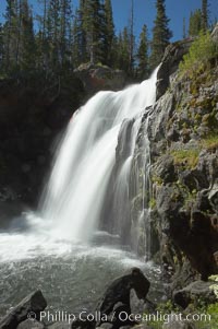 Moose Falls is a 30 foot drop in the Crawfish Creek just before it joins the Lewis River, near the south entrance to Yellowstone National Park