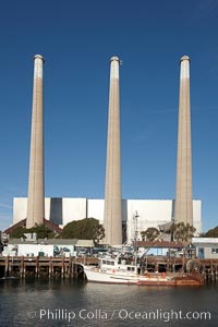 Morro Bay Power Plant stacks, each 450-feet tall, mark the Pacific Gas and Electric power plant