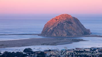 First light on Morro Rock, sunrise, Morro Bay, California