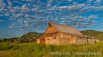 T.A. Moulton barn at sunrise, on Mormon Row in Grand Teton National Park, Wyoming.