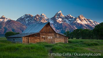 T.A. Moulton barn with Teton Range, on Mormon Row in Grand Teton National Park, Wyoming