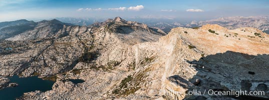 View from Summit of Mount Hoffmann, Ten Lakes Basin at lower left, looking northeast toward remote northern reaches of Yosemite National Park, panorama