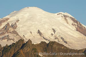 Mount Rainier rises above Governors Ridge, Emmons Glacier, Mount Rainier National Park, Washington