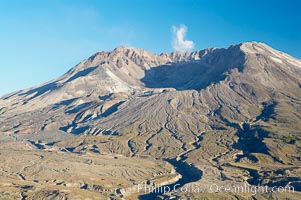 Mount St. Helens viewed from Johnston Observatory five miles away, showing western flank that was devastated during the 1980 eruption, Mount St. Helens National Volcanic Monument, Washington