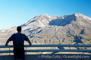 Mount St. Helens viewed from Johnston Observatory five miles away, showing western flank that was devastated during the 1980 eruption. Mount St. Helens National Volcanic Monument, Washington, USA, natural history stock photograph, photo id 13930