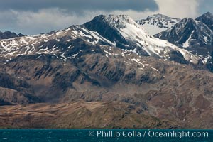 Mountains, glaciers and ocean, the rugged and beautiful topography of South Georgia Island, Grytviken