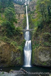 Multnomah Falls.  Plummeting 620 feet from its origins on Larch Mountain, Multnomah Falls is the second highest year-round waterfall in the United States.  Nearly two million visitors a year come to see this ancient waterfall making it Oregon’s number one public destination, Columbia River Gorge National Scenic Area