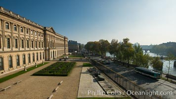 Musee du Louvre and Seine River, viewed from Pavilion Denon, Paris, France