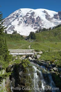 Myrtle Falls, where Edith Creeks tumbles down a small crevasse below Mount Rainier, Paradise, Mount Rainier National Park, Washington