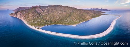 Natural Salt Lake on Isla San Jose, Aerial View, Sea of Cortez