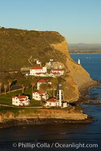 New Point Loma Lighthouse, situated on the tip of Point Loma Peninsula, marks the entrance to San Diego Bay.  The lighthouse rises 70' and was built in 1891 to replace the "old"  Point Loma Lighthouse which was often shrouded in fog