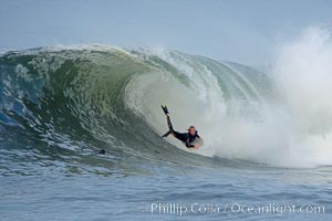 Foamy barrel.  The Wedge, Newport Beach, California