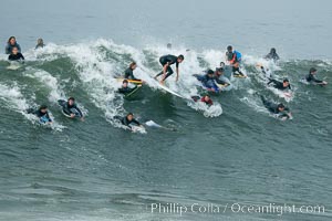 A crowd.  The Wedge, Newport Beach, California