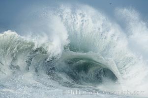 Backwash tosses up a foamy lip.  The Wedge, Newport Beach, California