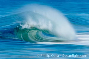 Breaking wave, fast motion and blur. The Wedge, Newport Beach.