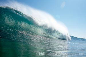 Wave breaking, tube, Newport Beach