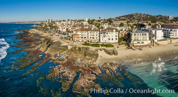 Nicholson Point and Hospitals Beach, aerial photo, extreme low tide, La Jolla, California