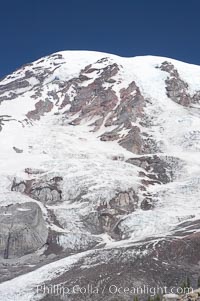 Nisqually Glacier, viewed from the Skyline Trail, summer, Paradise Meadows, Mount Rainier National Park, Washington