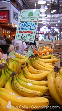 Not just any bananas, these are ETHICAL bananas at the Public Market, Granville Island, Vancouver