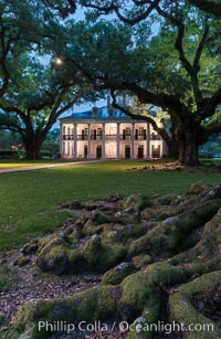 Oak Alley Plantation and its famous shaded tunnel of  300-year-old southern live oak trees (Quercus virginiana).  The plantation is now designated as a National Historic Landmark, Quercus virginiana, Vacherie, Louisiana