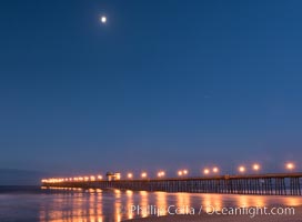 Full Moon over Oceanside Pier at Dawn