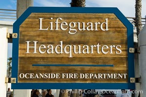 Oceanside Pier lifeguard headquarters sign