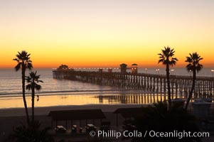 Oceanside Pier at dusk, sunset, night.  Oceanside. California, USA, natural history stock photograph, photo id 14629