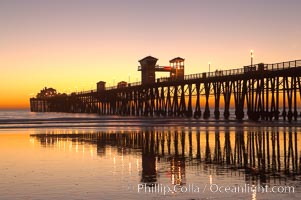 Oceanside Pier at dusk, sunset, night.  Oceanside