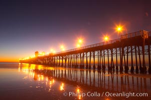 Oceanside Pier at dusk, sunset, night.  Oceanside