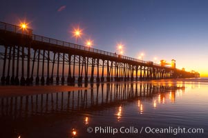 Oceanside Pier at dusk, sunset, night.  Oceanside