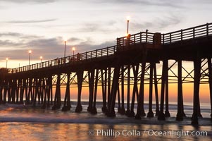 Oceanside Pier at dusk, sunset, night