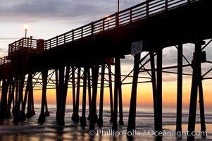 Oceanside Pier at dusk, sunset, night. California, USA, natural history stock photograph, photo id 14802