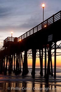 Oceanside Pier at dusk, sunset, night