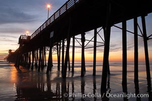 Oceanside Pier at dusk, sunset, night