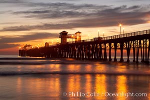 Oceanside Pier at dusk, sunset, night