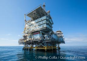 Oil Rig Eureka, 8.5 miles off Long Beach, California, lies in 720' of water