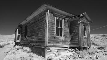 Image 23312, Old wooden home., Phillip Colla, all rights reserved worldwide. Keywords: arrested decay, bodie, bodie ghost town, bodie state historic park, bodie state historical park, bridgeport, california, eastern sierra, ghost town, gold mine, gold mining, gold rush, historic state park, infrared, infrared photography, mining camp, mining town, old west, outdoors, outside, sierra, state park, state parks, town, usa, village, west.
