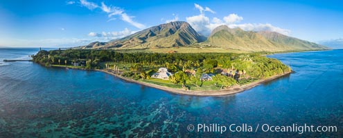 Olowalu reef and West Maui mountains, Maui, Hawaii, aerial photo