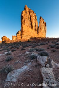The Organ at sunrise, Courthouse Towers, Arches National Park