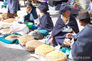 Otavalo market, a large and famous Andean market high in the Ecuadorian mountains, is crowded with locals and tourists each Saturday, San Pablo del Lago